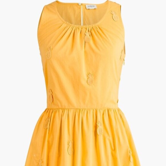 NWT J Crew Factory Pineapple Cotton Yellow Mini Dress - Picture 2 of 3